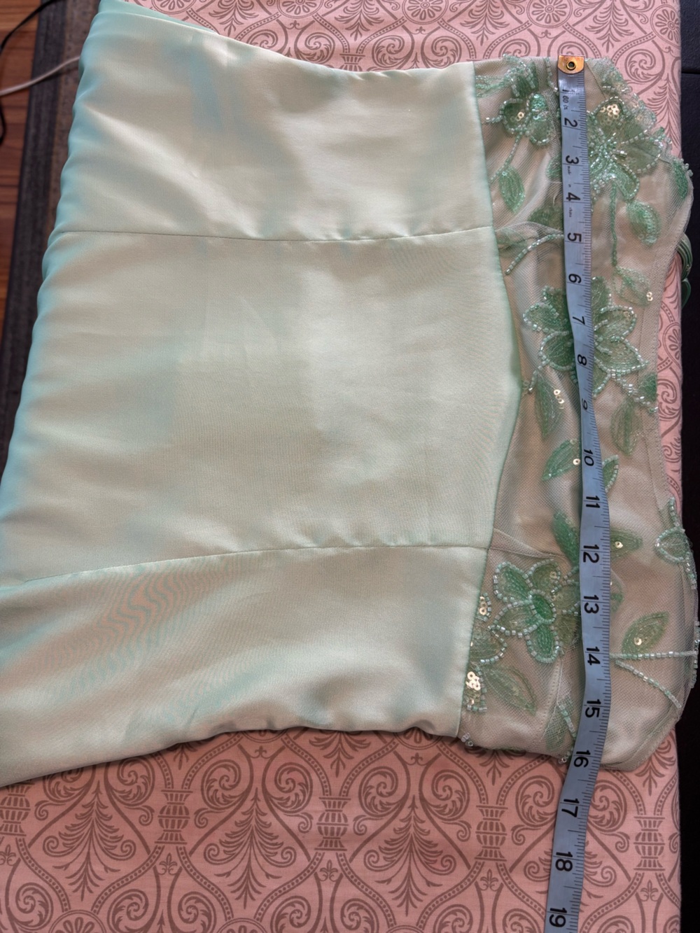 NWT New Peppermayo Zion Beaded Mini Slip Cami Dress Sage Mint Green Satin Sz 6 - Picture 4 of 14